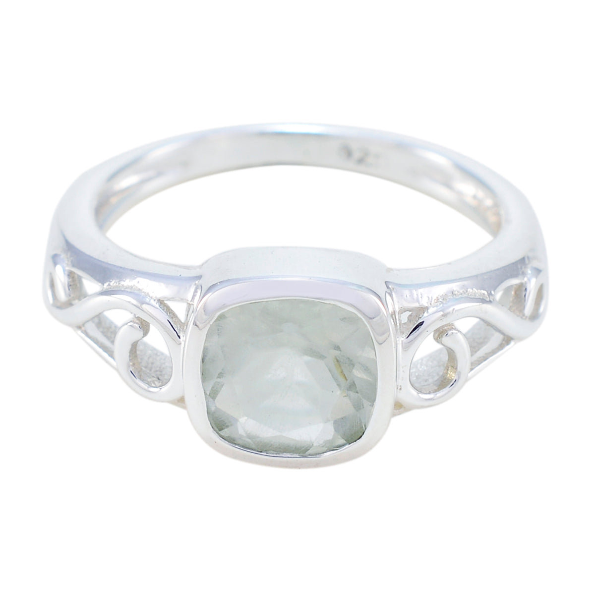 Green Amethyst Solitaire American 92.5 Silver Green Gems Whisper thin Fairytale Ring Jewelry Главное изображение товара