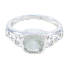 Green Amethyst Solitaire American 92.5 Silver Green Gems Whisper thin Fairytale Ring Jewelry