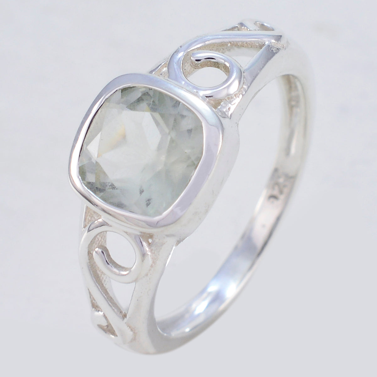 Green Amethyst Solitaire American 92.5 Silver Green Gems Whisper-thin Fairytale Ring Jewelry Второстепенное изображение товара