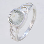 Green Amethyst Solitaire American 92.5 Silver Green Gems Whisper thin Fairytale Ring Jewelry