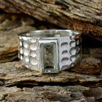 Green Amethyst Solitaire German Sterling Silver Green Gemstone Classic Signet Ring Jewellery