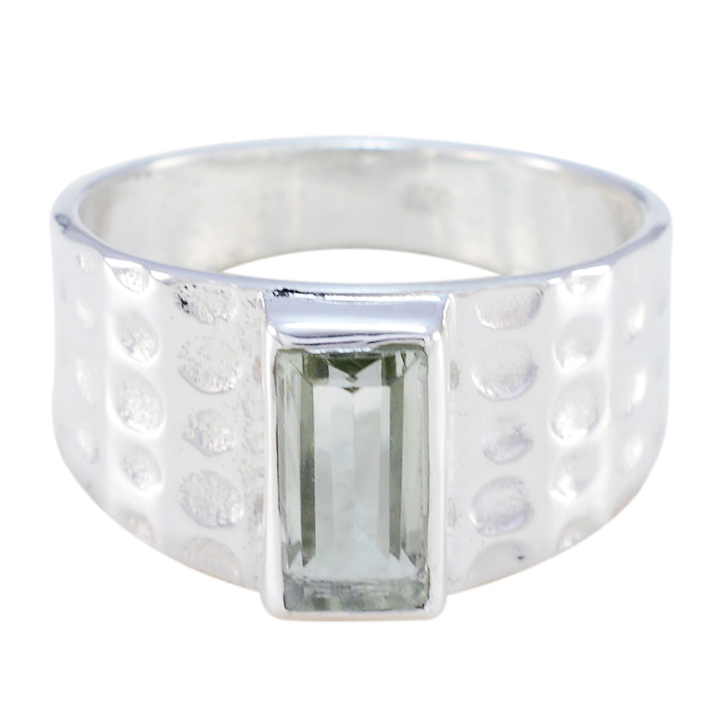 Green Amethyst Solitaire German Sterling Silver Green Gemstone Classic Signet Ring Jewellery