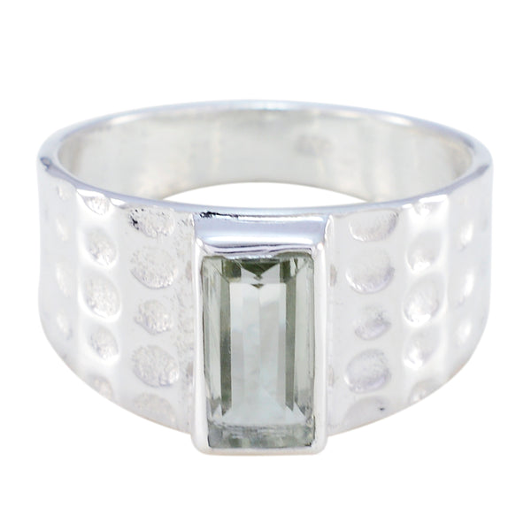 Green Amethyst Solitaire German Sterling Silver Green Gemstone Classic Signet Ring Jewellery