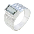 Green Amethyst Solitaire German Sterling Silver Green Gemstone Classic Signet Ring Jewellery