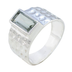 Green Amethyst Solitaire German Sterling Silver Green Gemstone Classic Signet Ring Jewellery