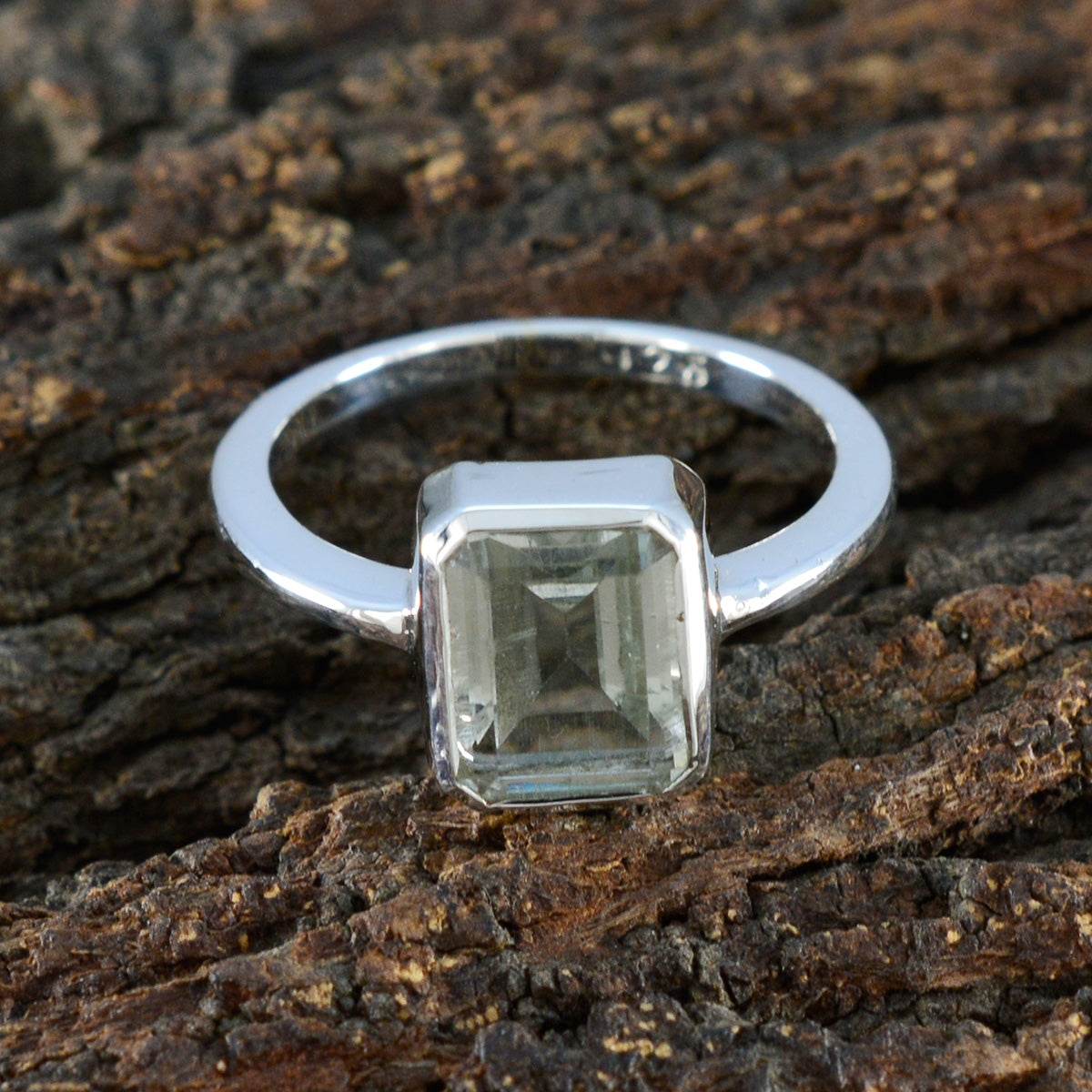 Green Amethyst Solitaire Turkish 925 Silver Green Gems Whisper thin Abstract Ring Jewellery