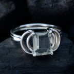 Green Amethyst Solitaire Indian Sterling Silver Green Gems Eye catching Trendy Ring Jewelry