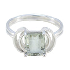 Green Amethyst Solitaire Indian Sterling Silver Green Gems Eye catching Trendy Ring Jewelry