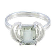 Green Amethyst Solitaire Indian Sterling Silver Green Gems Eye catching Trendy Ring Jewelry