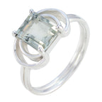 Green Amethyst Solitaire Indian Sterling Silver Green Gems Eye catching Trendy Ring Jewelry