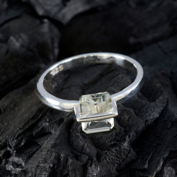 Green Amethyst Solitaire Korean Sterling Silver Green Gemstone Dainty Modern Ring Jewellery