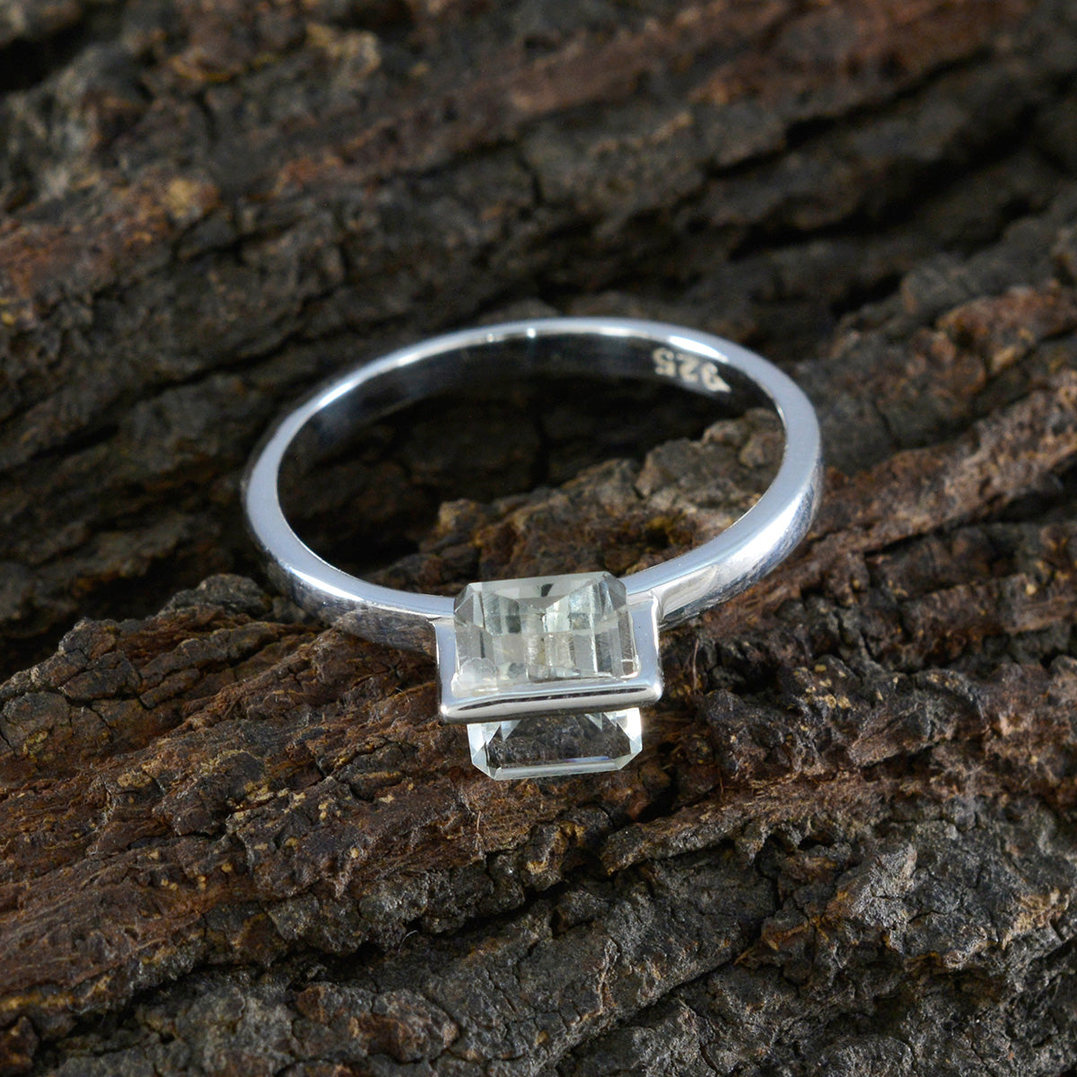 Grüner Amethyst Solitär Koreanischer Sterling Silber Grüner Edelstein Zierlicher moderner Ring Schmuck