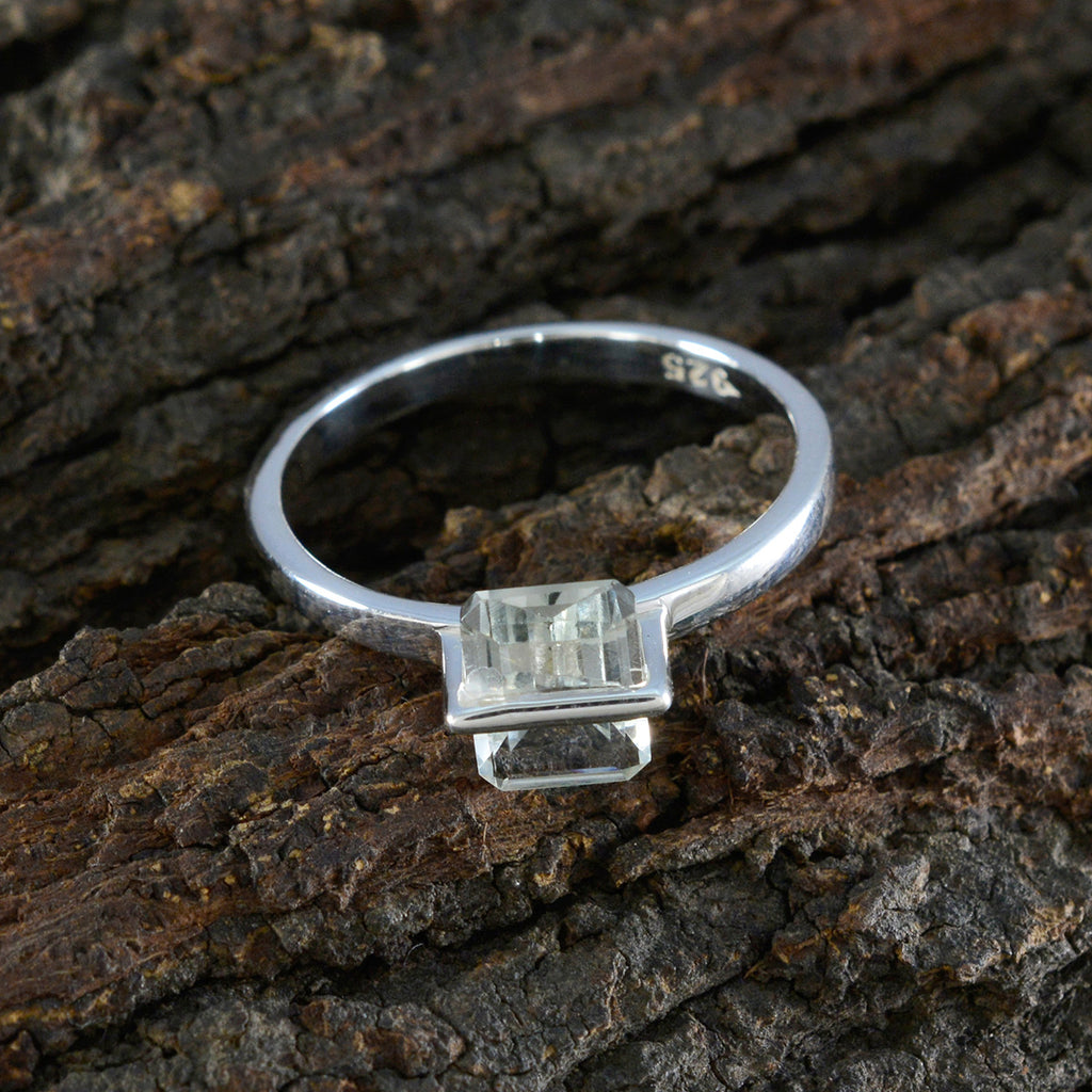Green Amethyst Solitaire Korean Sterling Silver Green Gemstone Dainty Modern Ring Jewellery