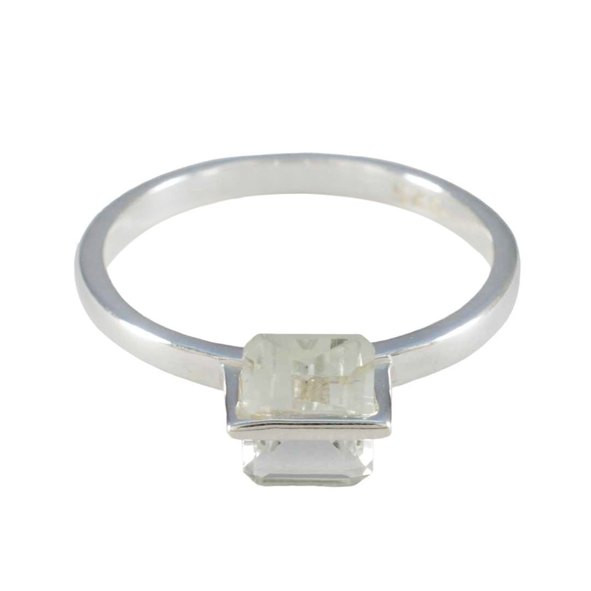 Green Amethyst Solitaire Korean Sterling Silver Green Gemstone Dainty Modern Ring Jewellery Hoofdafbeelding