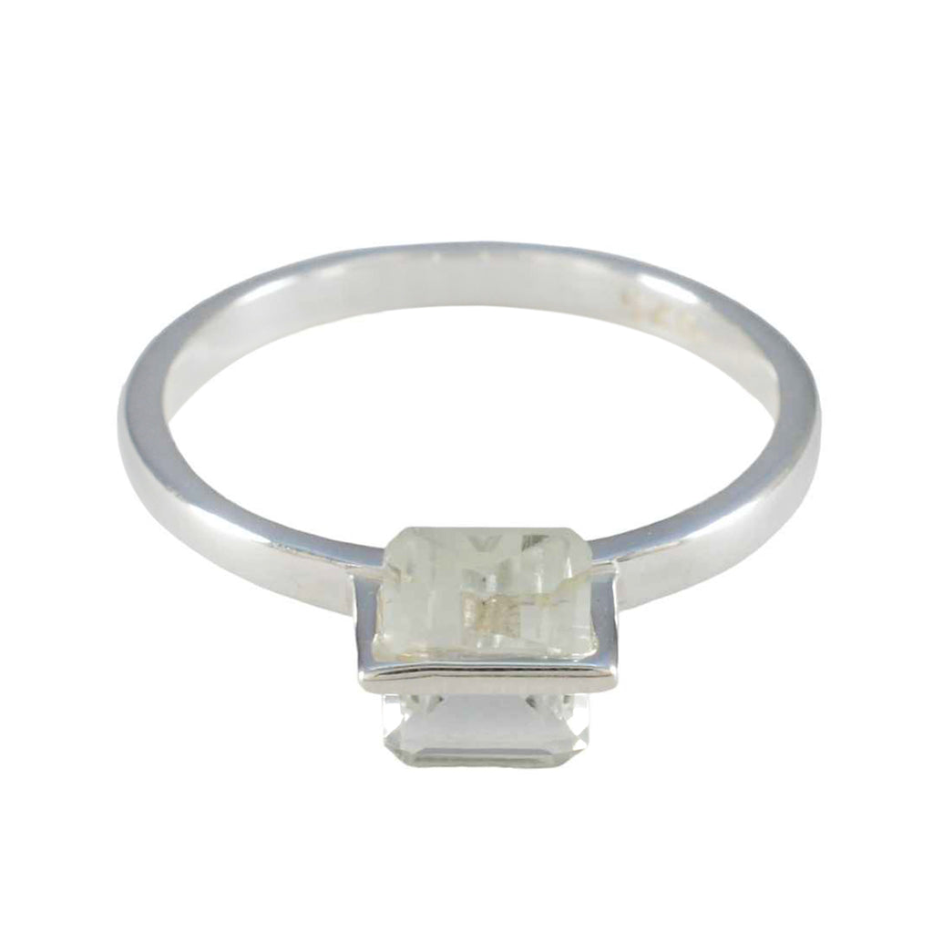 Green Amethyst Solitaire Korean Sterling Silver Green Gemstone Dainty Modern Ring Jewellery