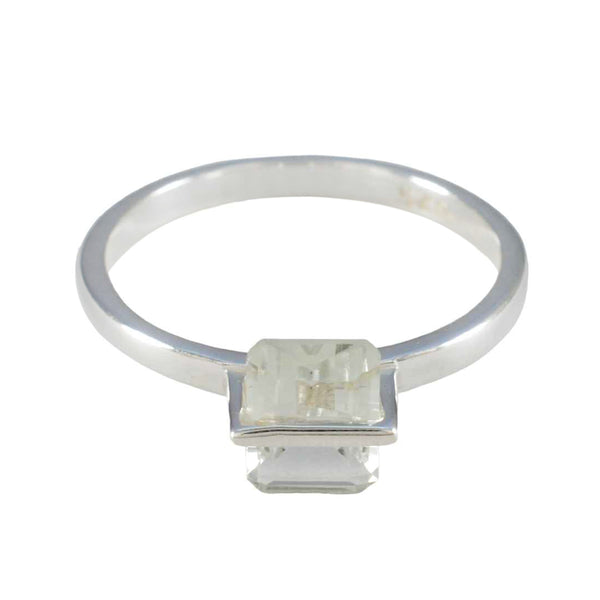 Green Amethyst Solitaire Korean Sterling Silver Green Gemstone Dainty Modern Ring Jewellery