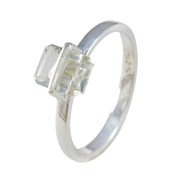 Green Amethyst Solitaire Korean Sterling Silver Green Gemstone Dainty Modern Ring Jewellery