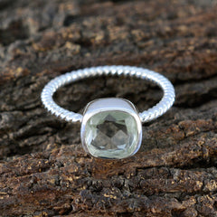 Green Amethyst Solitaire Japanese 925 Sterling Silver Green Gemstones Dainty Glamorous Ring Jewellery