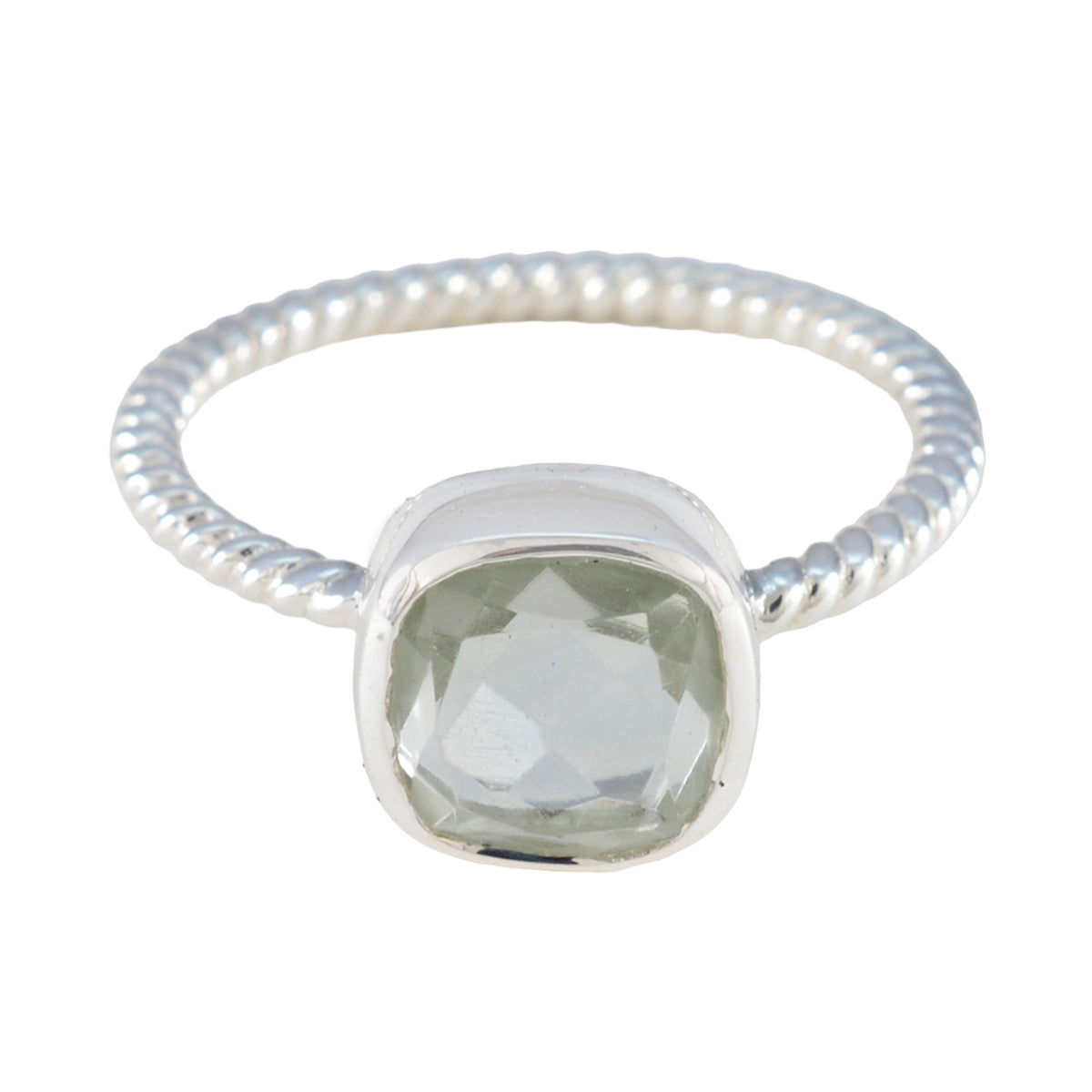 Green Amethyst Solitaire Japanese 925 Sterling Silver Green Gemstones Dainty Glamorous Ring Jewellery Huvudsaklig produktbild