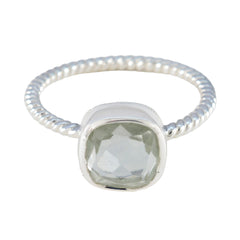 Green Amethyst Solitaire Japanese 925 Sterling Silver Green Gemstones Dainty Glamorous Ring Jewellery