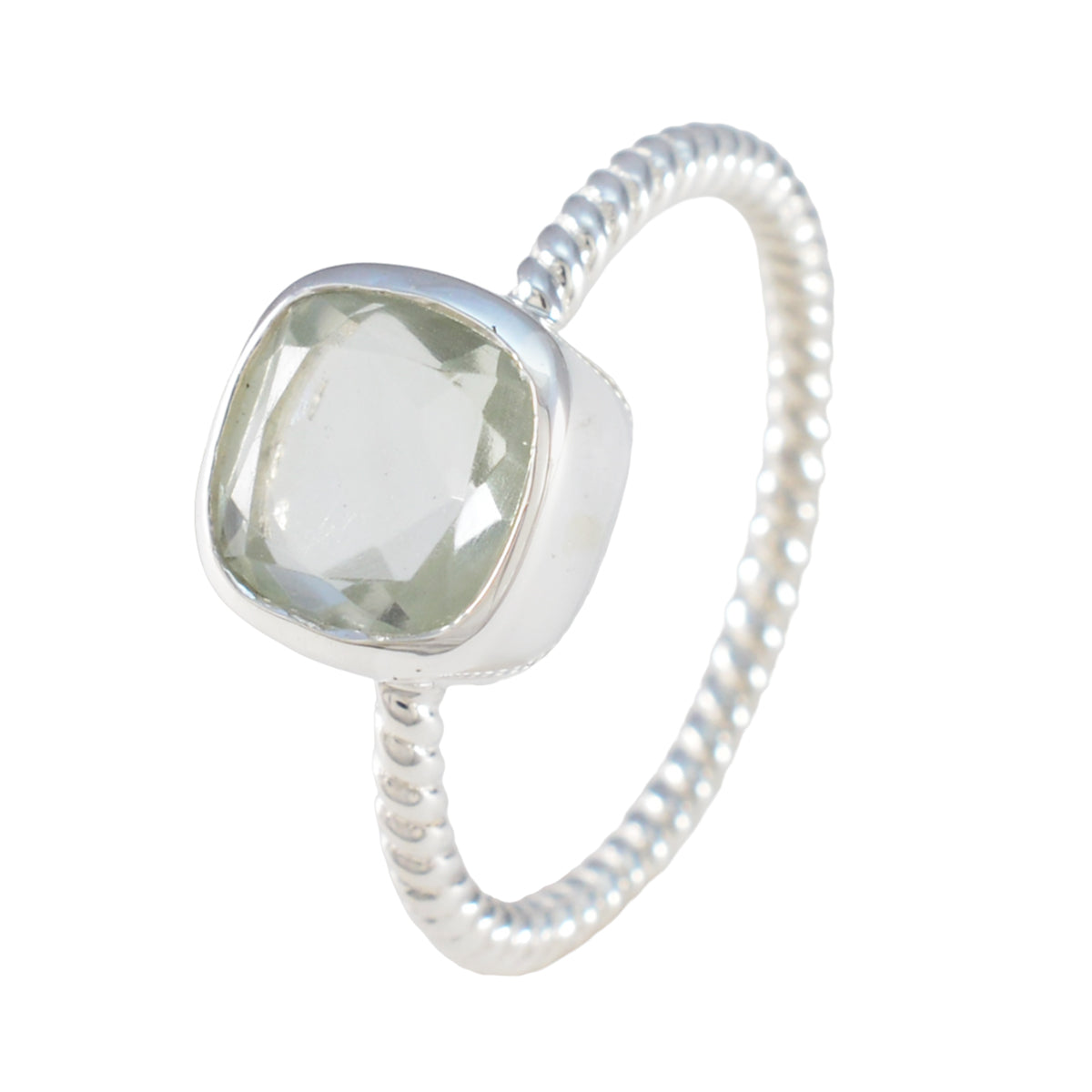 Green Amethyst Solitaire Japanese 925 Sterling Silver Green Gemstones Dainty Glamorous Ring Jewellery