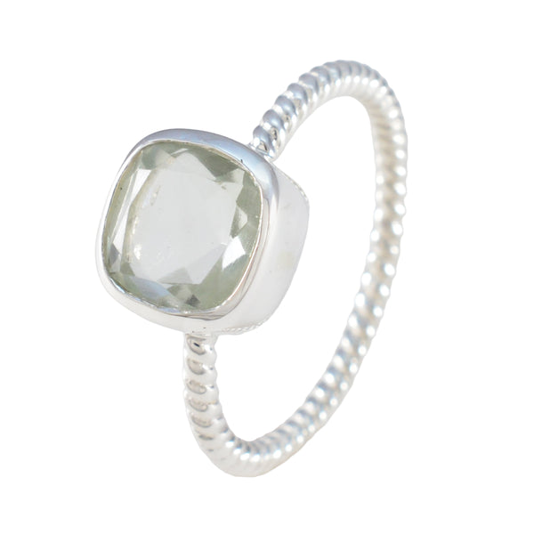 Green Amethyst Solitaire Japanese 925 Sterling Silver Green Gemstones Dainty Glamorous Ring Jewellery