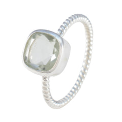 Green Amethyst Solitaire Japanese 925 Sterling Silver Green Gemstones Dainty Glamorous Ring Jewellery