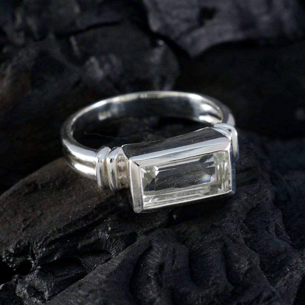 Green Amethyst Solitaire Russian Sterling Silver Green Gemstones Minimal Cultural Ring Jewellery