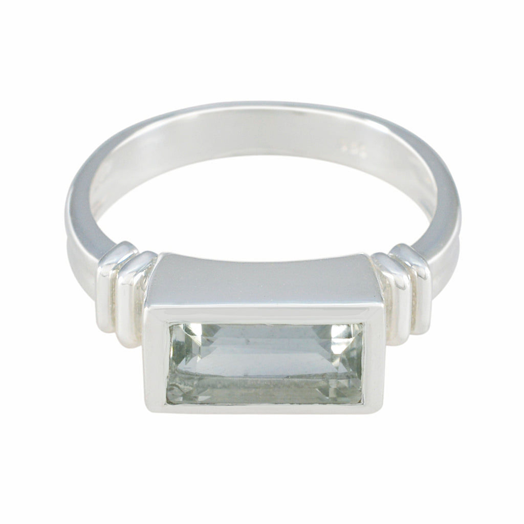 Green Amethyst Solitaire Russian Sterling Silver Green Gemstones Minimal Cultural Ring Jewellery