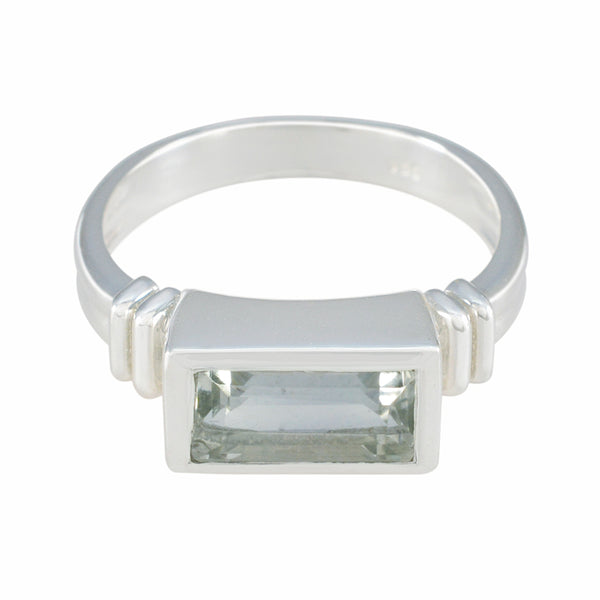 Green Amethyst Solitaire Russian Sterling Silver Green Gemstones Minimal Cultural Ring Jewellery