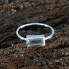 Green Amethyst Solitaire Japanese 92.5 Silver Green Gemstones Delicate Abstract Ring Jewellery