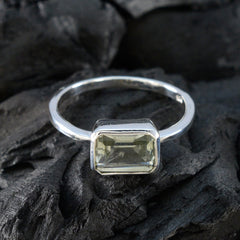 Green Amethyst Solitaire Turkish Sterling Silver Green Gemstone Dainty Modern Ring Jewelry