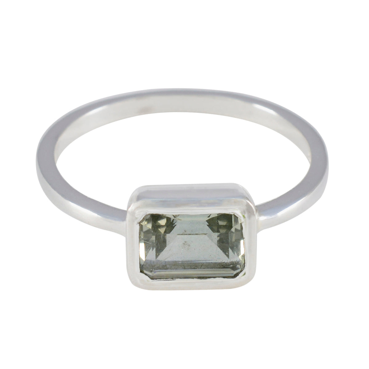 Green Amethyst Solitaire Turkish Sterling Silver Green Gemstone Dainty Modern Ring Jewelry Imagen principal del producto