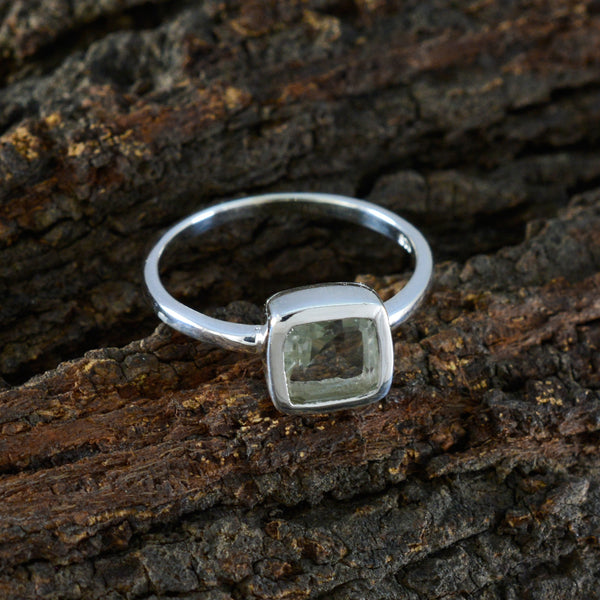 Green Amethyst Solitaire Japanese Sterling Silver Green Gemstone Dainty Luxurious Ring Jewellery