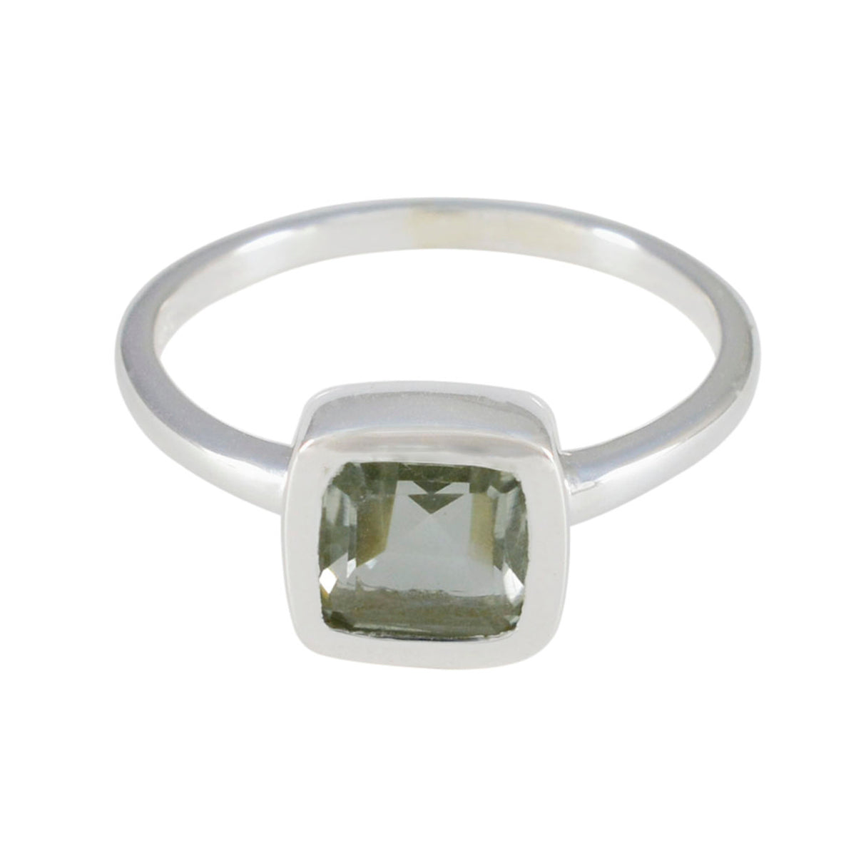 Green Amethyst Solitaire Japanese Sterling Silver Green Gemstone Dainty Luxurious Ring Jewellery Hoofdafbeelding