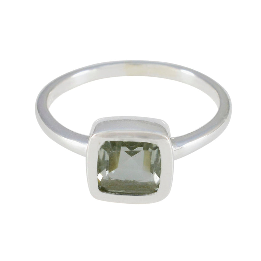 Green Amethyst Solitaire Japanese Sterling Silver Green Gemstone Dainty Luxurious Ring Jewellery