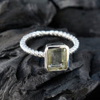 Green Amethyst Solitaire Egyptian Silver Green Gemstones Featherlight Modern Ring Jewellery