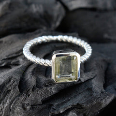 Green Amethyst Solitaire Egyptian Silver Green Gemstones Featherlight Modern Ring Jewellery
