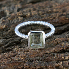 Green Amethyst Solitaire Egyptian Silver Green Gemstones Featherlight Modern Ring Jewellery