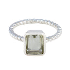 Green Amethyst Solitaire Egyptian Silver Green Gemstones Featherlight Modern Ring Jewellery