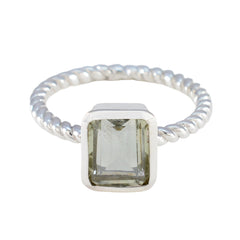 Green Amethyst Solitaire Egyptian Silver Green Gemstones Featherlight Modern Ring Jewellery