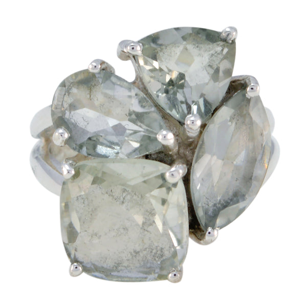 Green Amethyst quarter Egyptian Sterling Silver Green Gems Versatile Signet Ring Jewellery