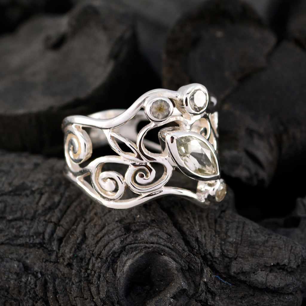 Green Amethyst quarter Mexican 92.5 Silver Green Gemstones Essential  Filigree Ring Jewelry