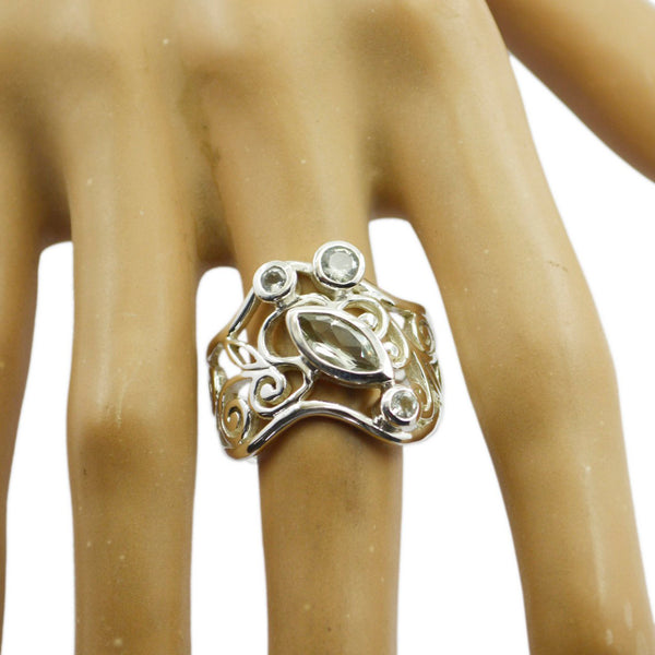 Green Amethyst quarter Mexican 92.5 Silver Green Gemstones Essential  Filigree Ring Jewelry