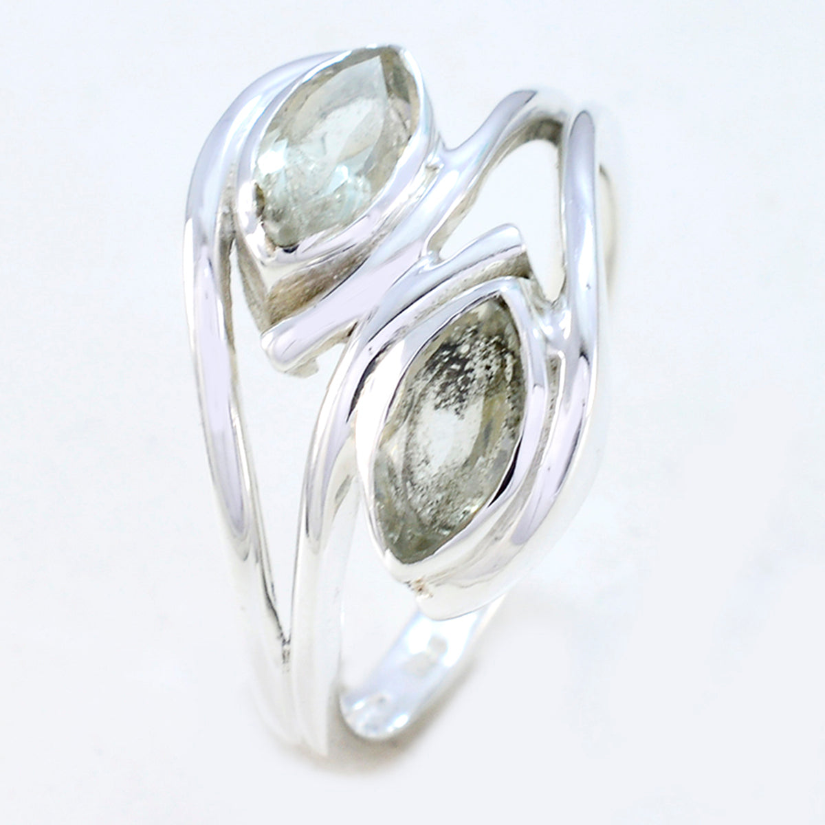 Green Amethyst Toi et Moi Moroccan Sterling Silver Green Gems Slim Sophisticated Ring Jewellery