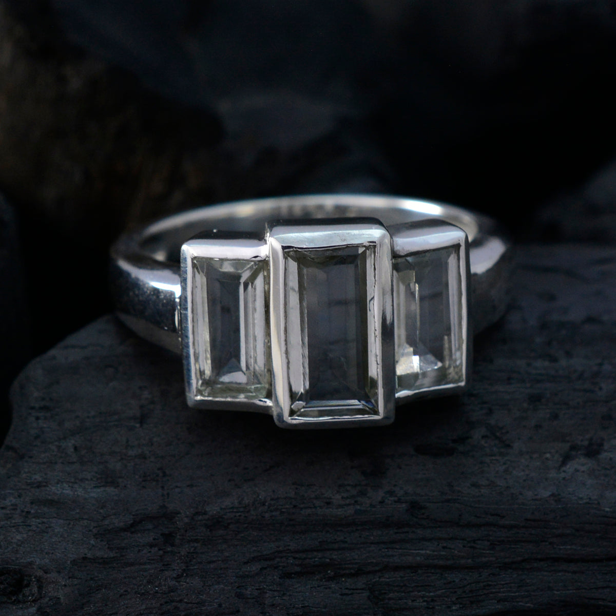 Green Amethyst Trilogy Moroccan Sterling Silver Green Gemstones Minimal Fairytale Ring Jewellery