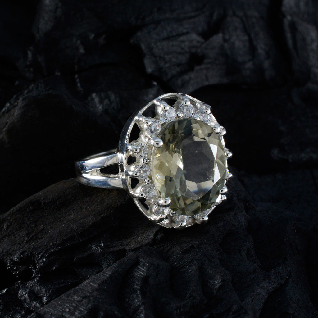Green Amethyst Halo African 925 Sterling Silver Green Gems Essential  Trendy Ring Jewelry