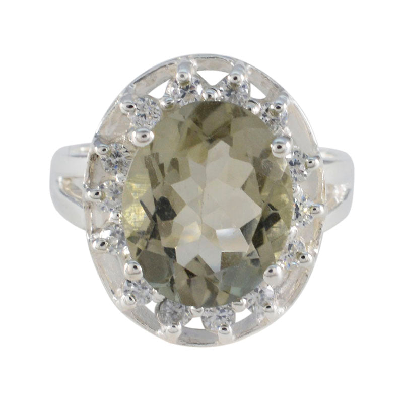 Green Amethyst Halo African 925 Sterling Silver Green Gems Essential Trendy Ring Jewelry Image principale du produit