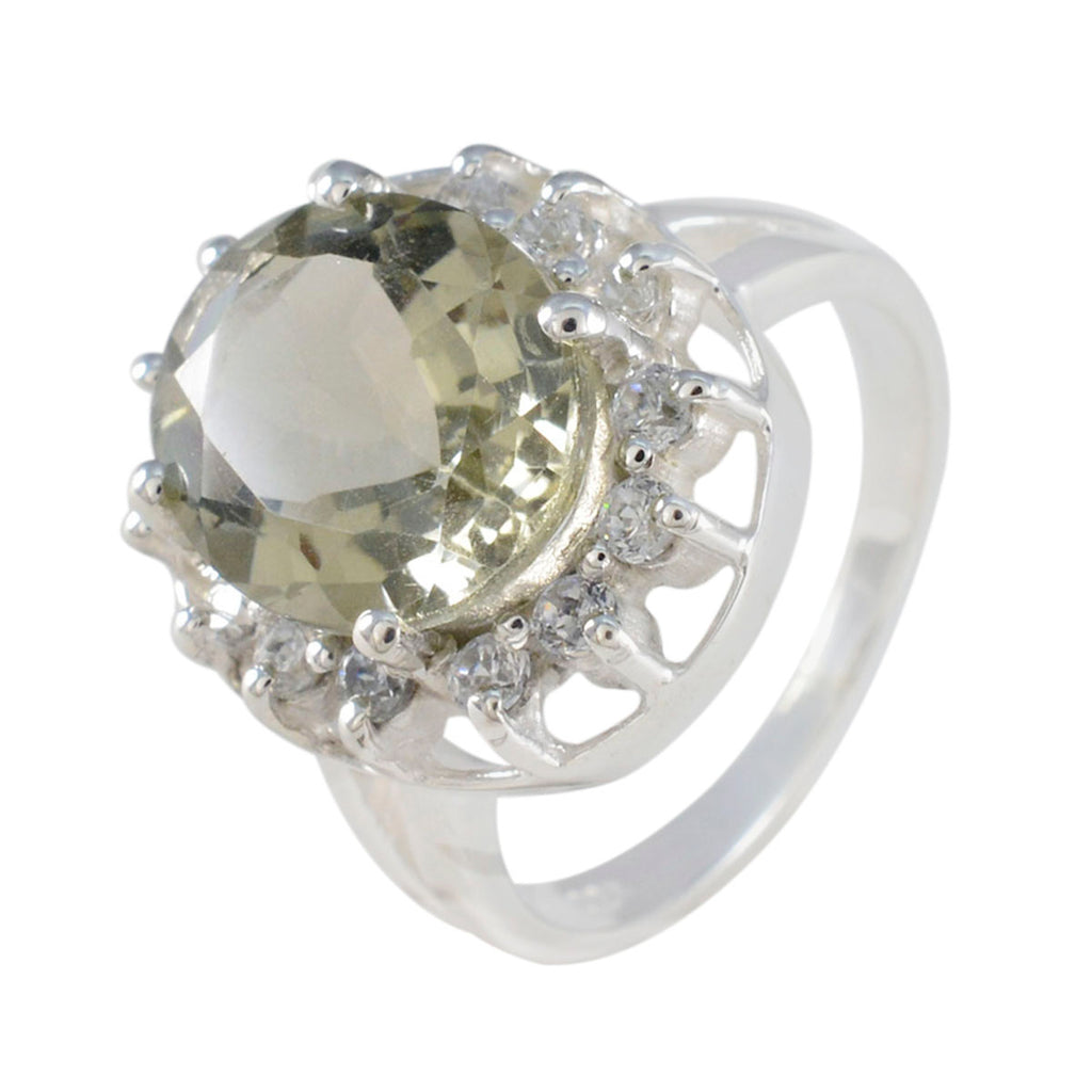 Green Amethyst Halo African 925 Sterling Silver Green Gems Essential  Trendy Ring Jewelry
