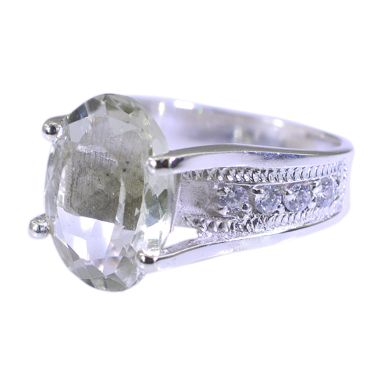 Green Amethyst Halo African 92.5 Silver Green Gems Tiny Abstract Ring Jewellery